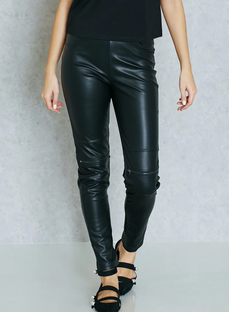 Ginger PU Zip Knee Jeggings