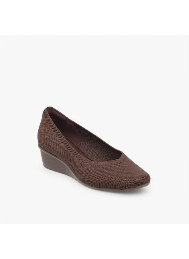 Le Confort Women's Flyknit Textured Slip-On Ballerina Shoes with Wedge Heels