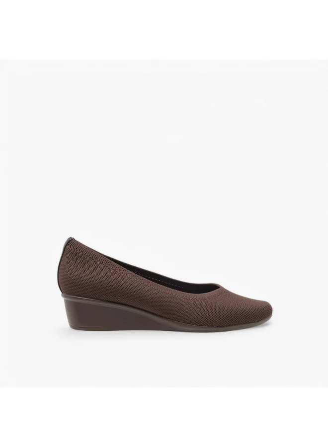 Le Confort Women's Flyknit Textured Slip-On Ballerina Shoes with Wedge Heels