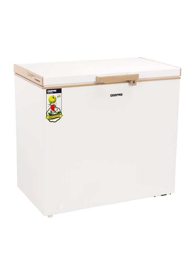 Geepas 200 Litre (7.1 Cu. Ft) Chest Freezer | Deep Freezer with Adjustable Thermostat, LED Light, Lock & Key | Compact Refrigerator, 130W, White - GCF2509WSH 200 L 125 W GCF2509WSH-1 White - Image 1