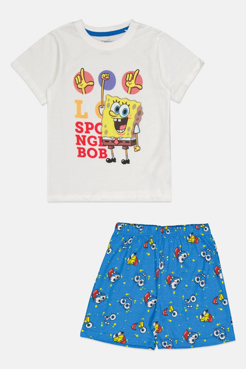 Spongebob Squarepants ملابس نوم للأطفال الأولاد 2 قطعة تي شيرت بطباعة جرافيك وشورت، متعدد الألوان - Image 1