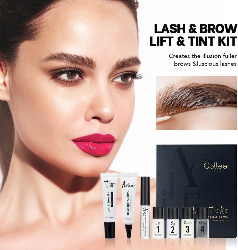 جوللي مجموعة Gollee 4 في 1 لرفع الرموش وتصفيف الحواجب (Black Eyelash & Brow Lamination Kit): مجموعة متخصصة لتثبيت شكل الرموش بطريقة دائمة، تحتوي على تعليمات مفصلة وأدوات كاملة، سهلة الاستخدام حتى بالنسبة للمبتدئين. يمكنك الحصول على نتائج مماثلة لتلك الموجودة في السالون من خلال استخدامها في المنزل. - Image 4