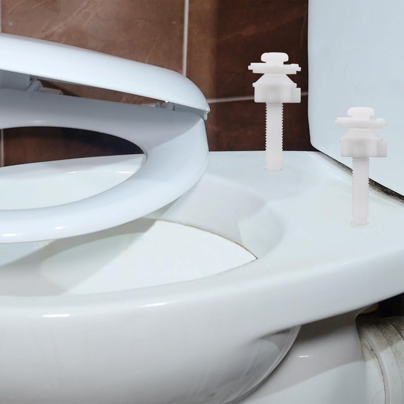BOETOADG 2PCS Universal White Plastic Toilet Cover Screw Replacement Parts, Toilet Cover Hinge Bolts and Nuts, Replacement Parts for Top Mount Toilet Cover Hinge - Image 3