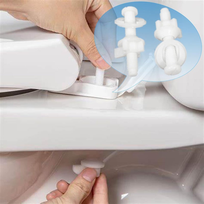 BOETOADG 2PCS Universal White Plastic Toilet Cover Screw Replacement Parts, Toilet Cover Hinge Bolts and Nuts, Replacement Parts for Top Mount Toilet Cover Hinge - Image 4