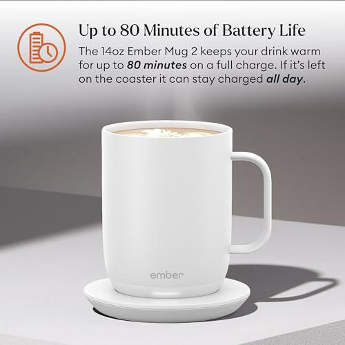 Ember Temperature Control Smart Mug 2, 14 Oz, App-Controlled Heated Coffee Mug with 80 Min Battery Life and Improved Design, White - Image 3