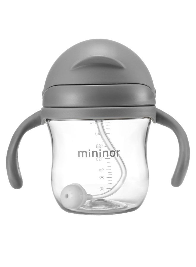Mininor Tritan Straw Bottle  220ml  Grey Seal - Image 1