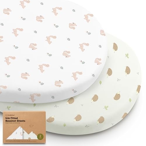 KeaBabies 2-Pack Baby Bassinet Sheets Girl, Boy - 33x17 Viscose Derived from Bamboo Bedside Mattress Fitted Bassinet Sheets, Compatible with Halo Bassinest Swivel Sleeper, Baby Delight, Graco(Nibbles/Bruce) - Image 1