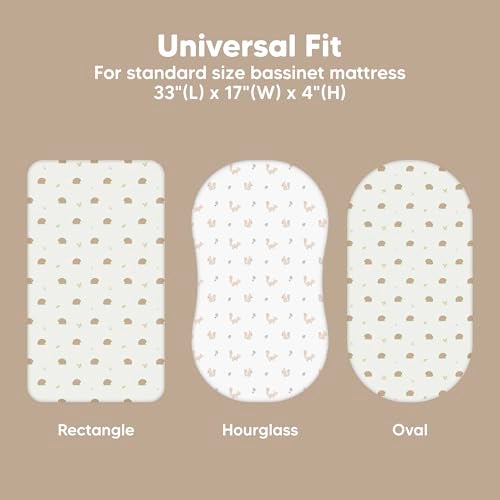 KeaBabies 2-Pack Baby Bassinet Sheets Girl, Boy - 33x17 Viscose Derived from Bamboo Bedside Mattress Fitted Bassinet Sheets, Compatible with Halo Bassinest Swivel Sleeper, Baby Delight, Graco(Nibbles/Bruce) - Image 3