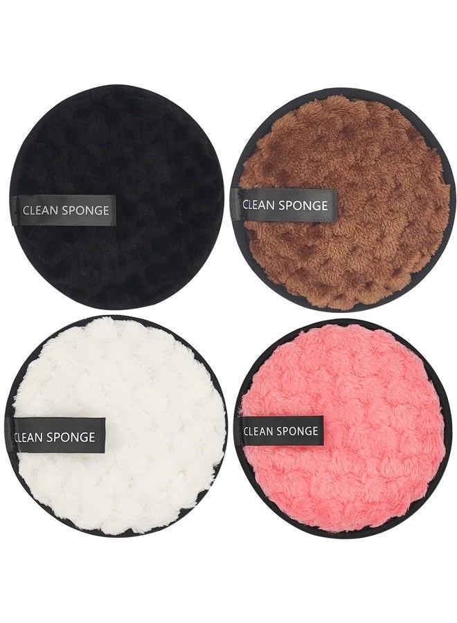 Yimingbuty Reusable Soft Makeup Remover Pads for All Skin - 4 pack Microfiber Face Rounds Wipes Heavy Mascara Eye Shadow Facial Cleansing Puffs Foundation, Washable Removal Cloth, Chemical Free - Image 1