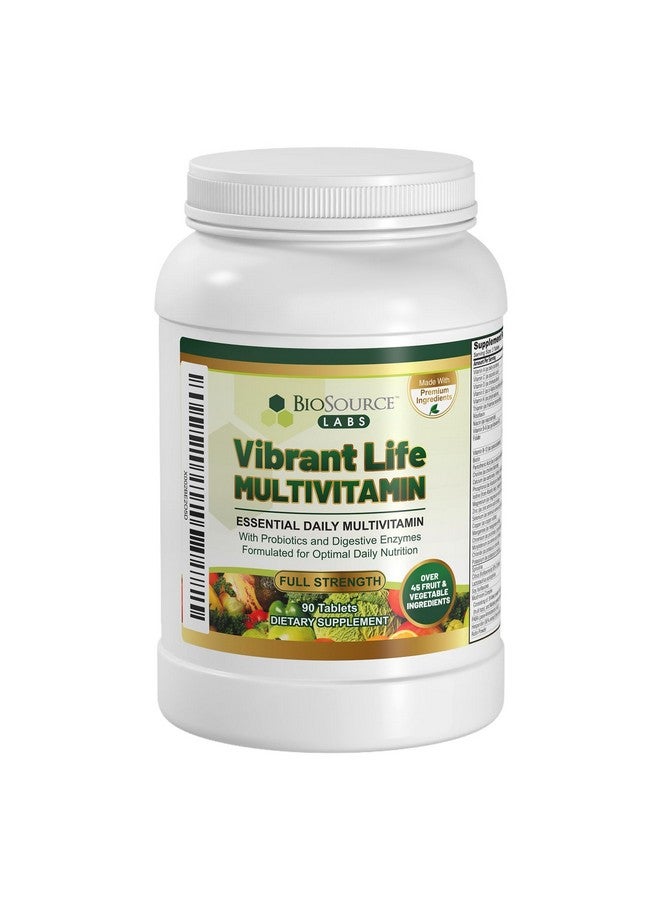 BioSource Labs Vibrant Life Multivitamin with Probiotics, Digestive Enzymes & B-Complex - Over 45 Fruits and Veggies, Non-GMO, Gluten-Free, Daily Vitamins & Minerals for Men & Women (30-Day Supply) - Image 1