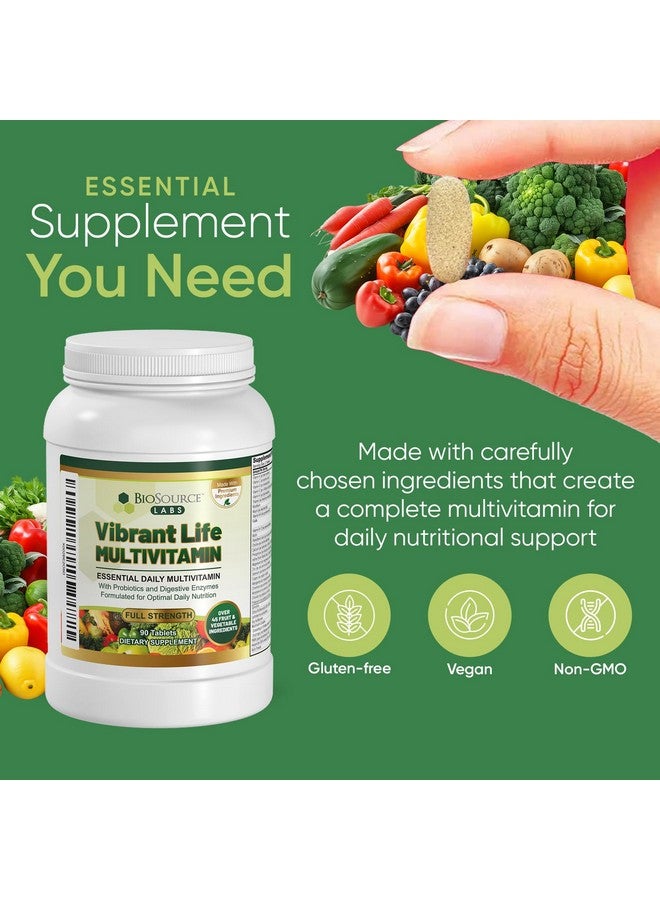 BioSource Labs Vibrant Life Multivitamin with Probiotics, Digestive Enzymes & B-Complex - Over 45 Fruits and Veggies, Non-GMO, Gluten-Free, Daily Vitamins & Minerals for Men & Women (30-Day Supply) - Image 2