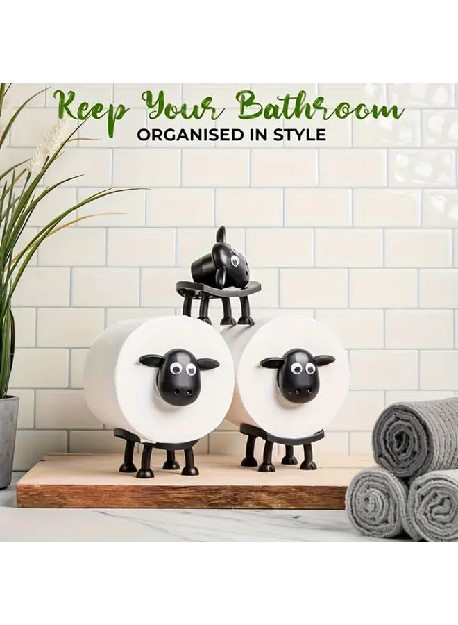 3pcs 3D Printed Sheep Toilet Paper Holder Set Farmhouse Bathroom Wall Decor Plastic Storage - Image 4