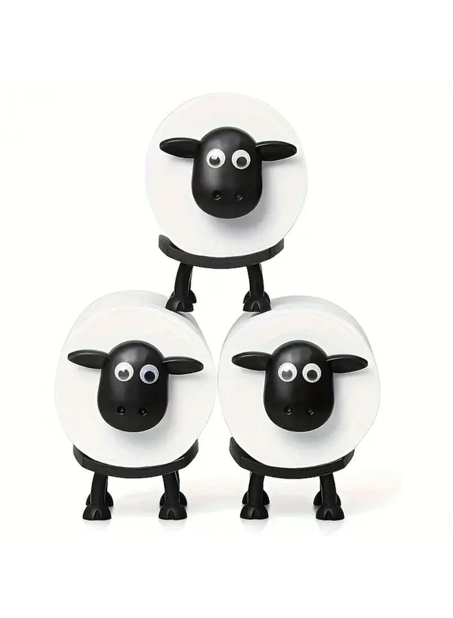 3pcs 3D Printed Sheep Toilet Paper Holder Set Farmhouse Bathroom Wall Decor Plastic Storage - Image 2
