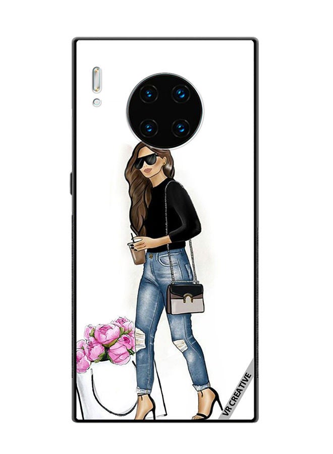 VR CREATIVE Protective Case Cover For Huawei Mate 30 Pro Stylish walking Girl Design Multicolour - Image 1