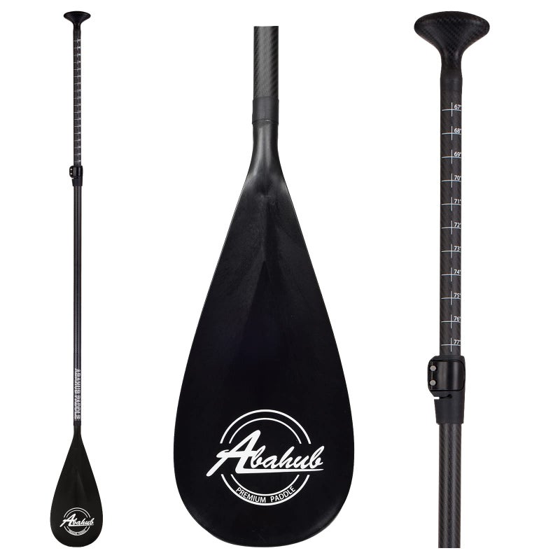 Abahub Carbon SUP Paddles, 1 x 3 Section Adjustable 67" - 86" Carbon Fiber Shaft, Lightweight Stand-up Paddle Oars for Paddleboard, Black Print Plastic Blade + Paddle Bag - Image 1