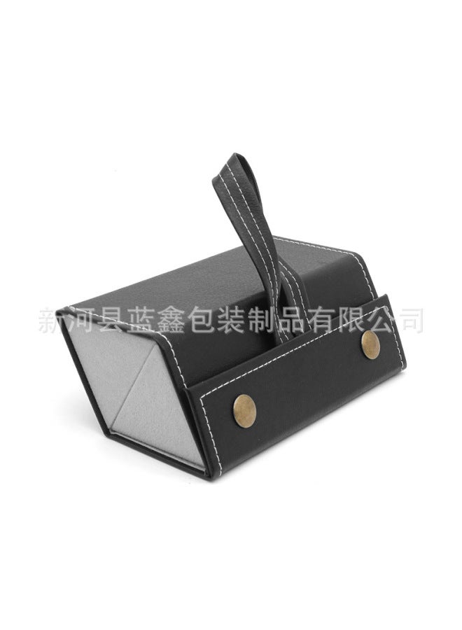 Five-Link Glasses Sunglasses Case, Multi-Compartment Folding Sunglasses Case, Home Hanging Multi-Compartment Glasses Storage Box Double Black - Image 1