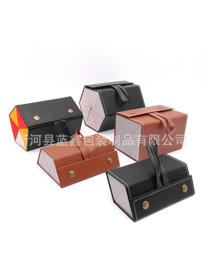 Five-Link Glasses Sunglasses Case, Multi-Compartment Folding Sunglasses Case, Home Hanging Multi-Compartment Glasses Storage Box Double Black - Image 4