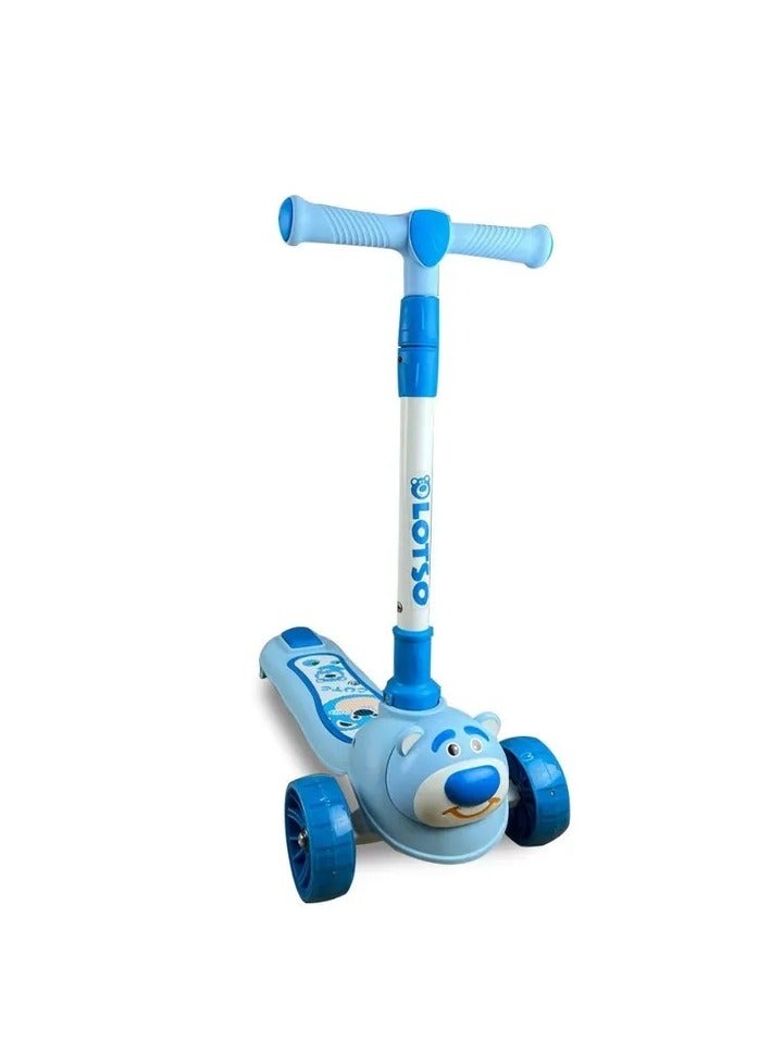 Scooter  Blue Kids Scooter with Cute Bear Design – Adjustable 3-Wheel Ride for Boys & Girls - Image 3