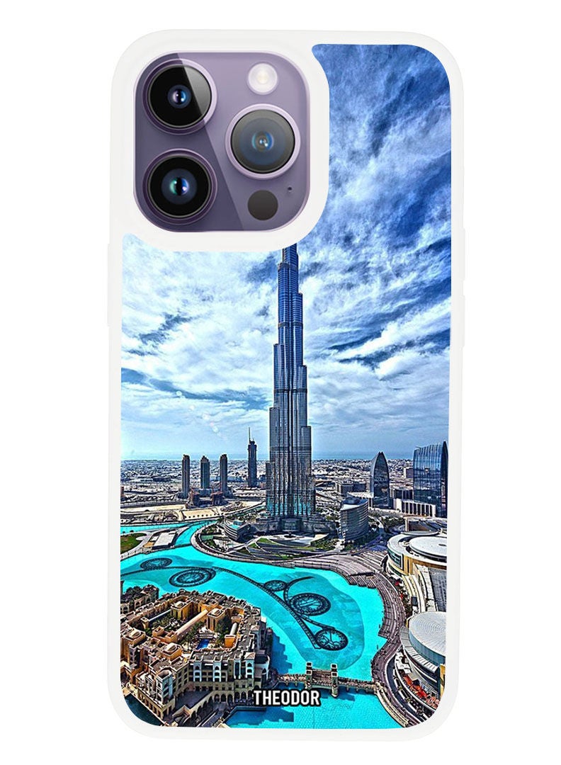Theodor Protective Case Anti Scratch Shock Proof Cover For APPLE IPHONE 14 PRO MAX Burj Khalifa in Day (White Bumper) - Image 1