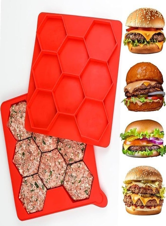 GION Hamburger Patty Maker with 8 Mold Silicone Non-Stick Tray & Easy Press for BBQ Grilling, Meal Prep, Chicken, Veg Patties Freezer Safe with Lid - Image 1