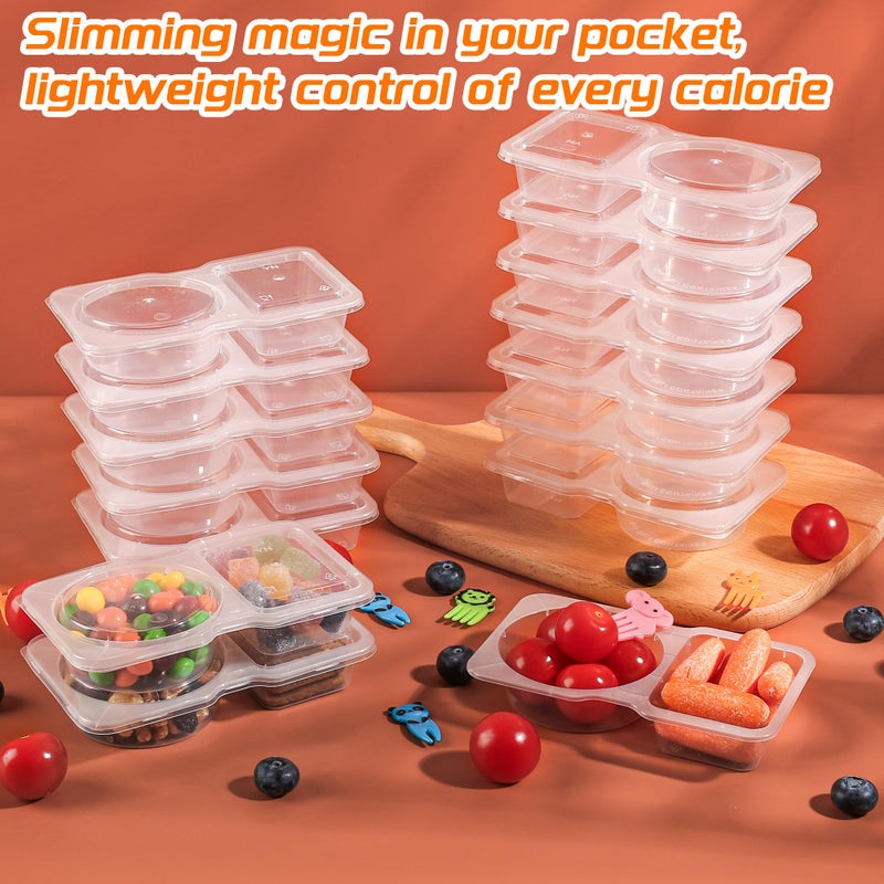 ALFEVA 24 Pcs Reusable Snack Containers with Lids Portion control, Meal Prep Containers for Kids adults On the Go Meals, 10 Forks, Snack Pack Containers for Travel - Camping Essentials - Image 2
