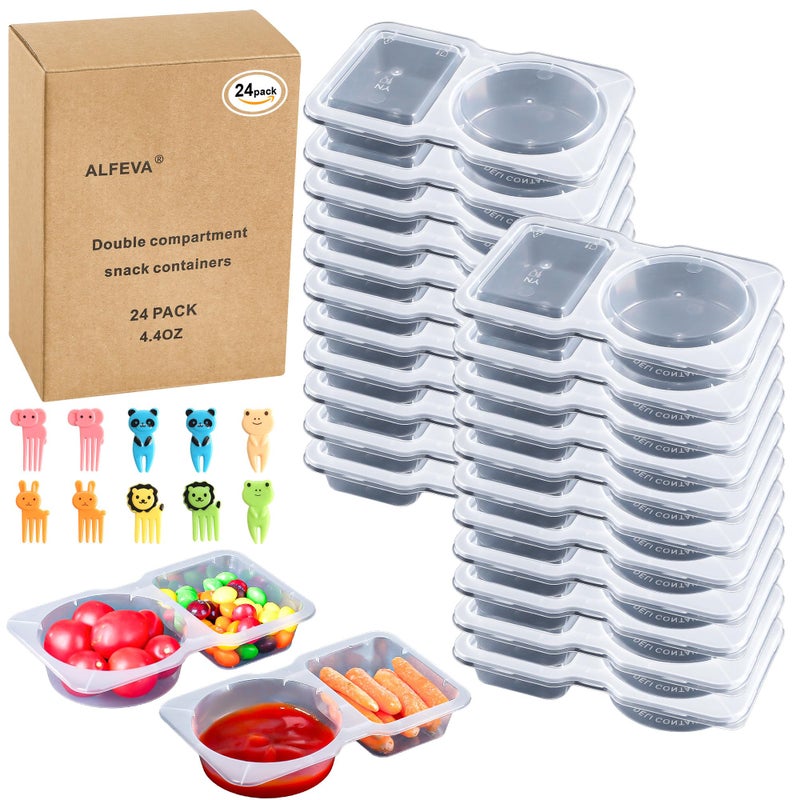 ALFEVA 24 Pcs Reusable Snack Containers with Lids Portion control, Meal Prep Containers for Kids adults On the Go Meals, 10 Forks, Snack Pack Containers for Travel - Camping Essentials - Image 1