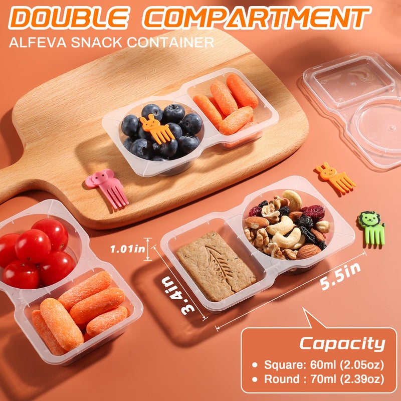 ALFEVA 24 Pcs Reusable Snack Containers with Lids Portion control, Meal Prep Containers for Kids adults On the Go Meals, 10 Forks, Snack Pack Containers for Travel - Camping Essentials - Image 3