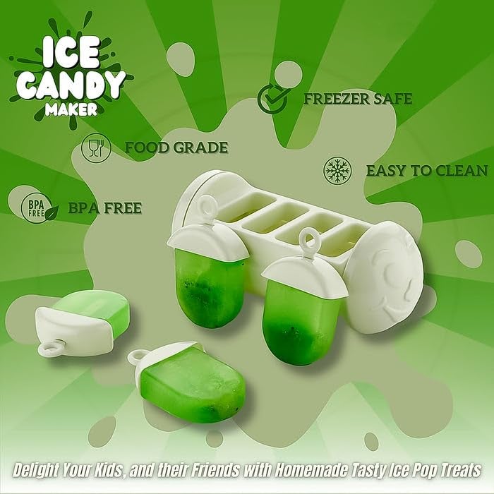 Garth Plastic Ice Candy Maker 4 CompartmentGrid Kulfi Candy Molds 1 Pc DIY Homemade Ice Lollies Popsicles Kulfi and Frozen Treats for Kids and Adults - Image 2