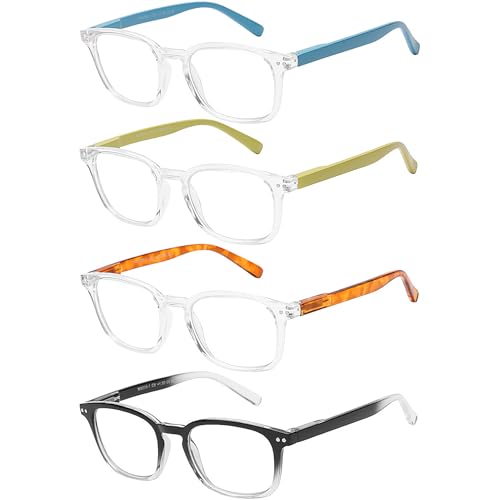 AQWANO Clear Reading Glasses for Women Men 1.5 Blue Light Blocking, Square Frames Lightweight Computer Readers Cheaters with Spring Hinge Anti Eyestain/Glare, 1.5 - Image 4