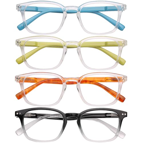 AQWANO Clear Reading Glasses for Women Men 1.5 Blue Light Blocking, Square Frames Lightweight Computer Readers Cheaters with Spring Hinge Anti Eyestain/Glare, 1.5 - Image 1