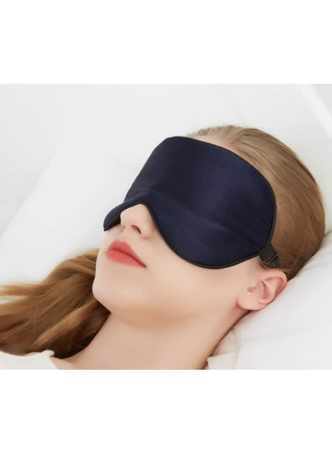 قناع عين للنوم من حرير التوت الخالص - غطاء للعينين من الساتان فائق النعومة وجيد التهوية للنوم والقيلولة والسفر - خفيف الوزن ومريح وحزام قابل للتعديل - يحجب الضوء لنوم أعمق - أسود - Image 5