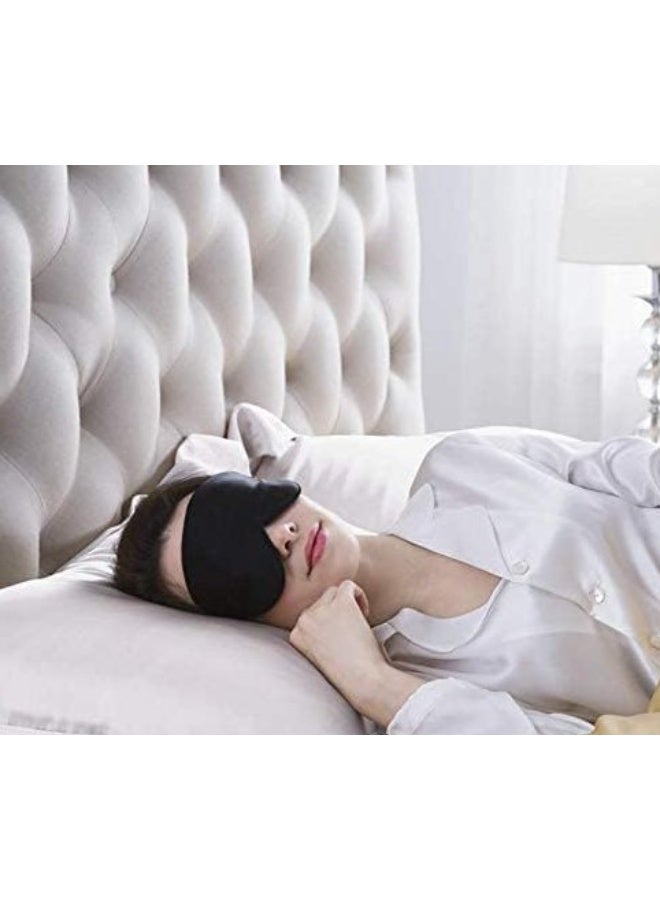 قناع عين للنوم من حرير التوت الخالص - غطاء للعينين من الساتان فائق النعومة وجيد التهوية للنوم والقيلولة والسفر - خفيف الوزن ومريح وحزام قابل للتعديل - يحجب الضوء لنوم أعمق - أسود - Image 2