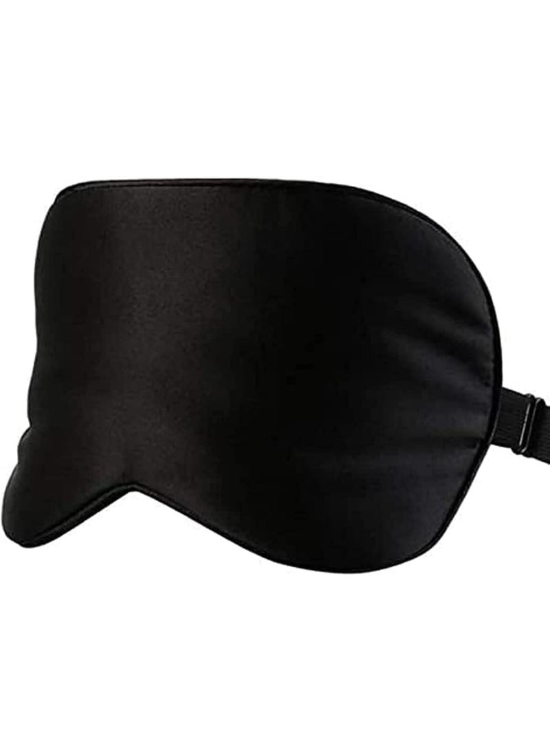 قناع عين للنوم من حرير التوت الخالص - غطاء للعينين من الساتان فائق النعومة وجيد التهوية للنوم والقيلولة والسفر - خفيف الوزن ومريح وحزام قابل للتعديل - يحجب الضوء لنوم أعمق - أسود - Image 4