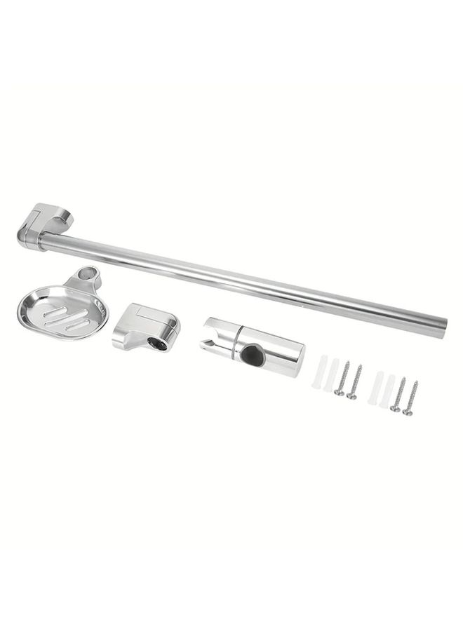 Adjustable Shower Slide Bar Holder With Soap Box Model A Extendable Rail Durable Plastic - Image 2