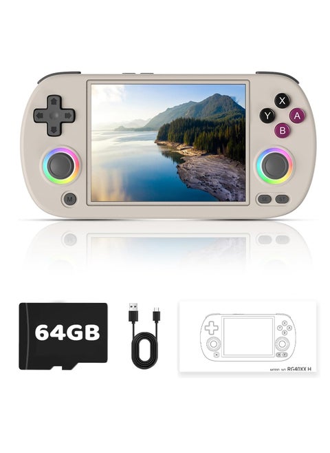 RG40XX H Retro Handheld Game Console,4.0 Inch IPS Screen Built-in 64GB TF Card Linux ystem Games Consoles,with RGB Colorful Joystick Lighting,Portable Casual Game Console 5500+Classic Games(Gray)