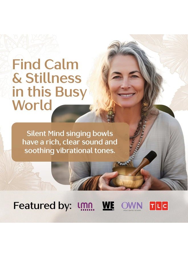 Silent Mind Authentic Tibetan Singing Bowl Set – Sound Bowl & Meditation Bowl with Cushion, Mallet & Guide – Chakra Balancing – Sound Bath Instruments – Therapeutic Sound Devices - Image 5