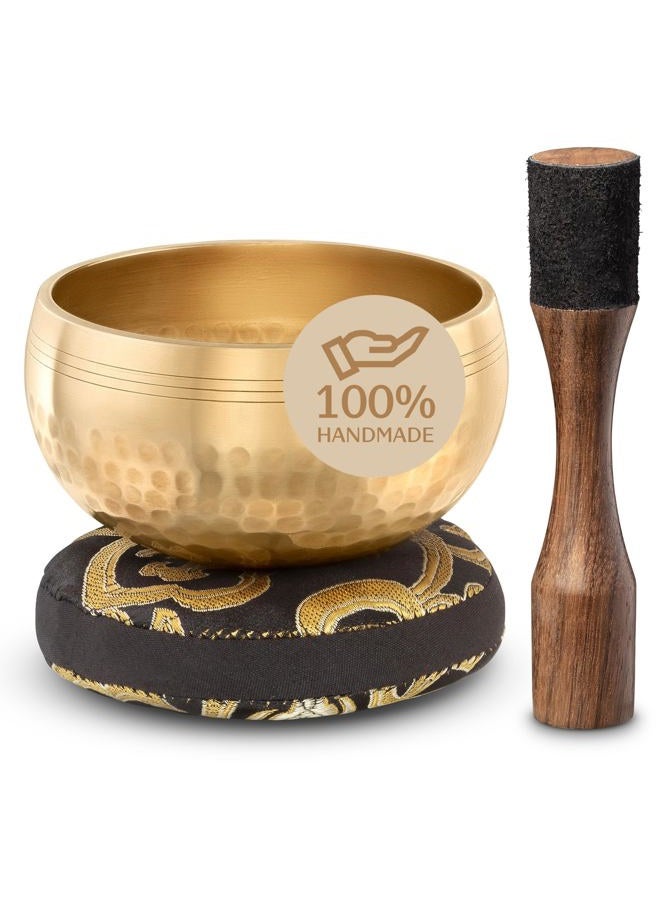 Silent Mind Authentic Tibetan Singing Bowl Set – Sound Bowl & Meditation Bowl with Cushion, Mallet & Guide – Chakra Balancing – Sound Bath Instruments – Therapeutic Sound Devices - Image 1