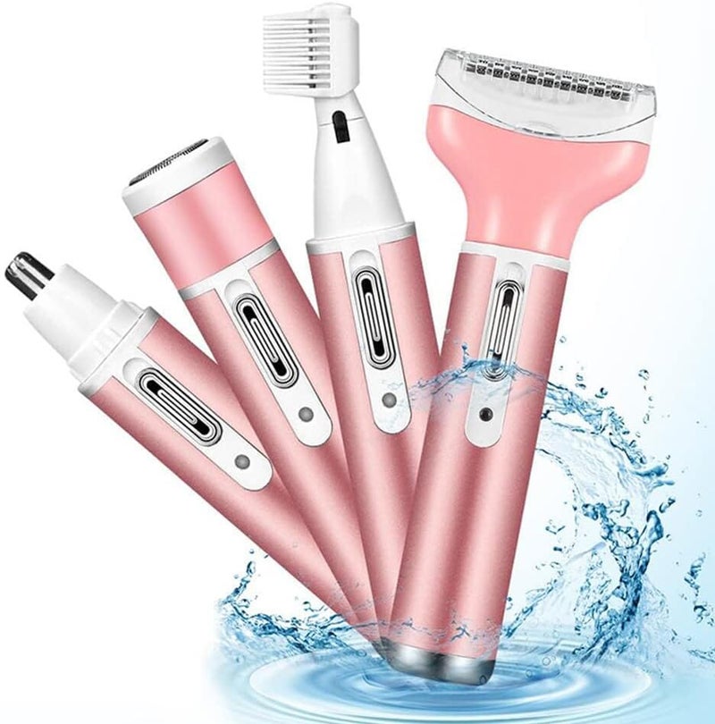 Kueh Electric Razors for Women, 4-in-1 Women’s Facial Hair Removal, Face Shaver Ebrow Trimmer Pubic Shaver Bikini Trimmer Portable Ladies Razors for Shaving (Aluminum alloy) - Image 1