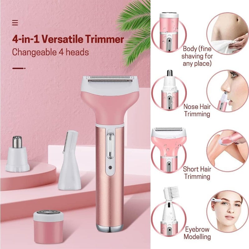 Kueh Electric Razors for Women, 4-in-1 Women’s Facial Hair Removal, Face Shaver Ebrow Trimmer Pubic Shaver Bikini Trimmer Portable Ladies Razors for Shaving (Aluminum alloy) - Image 2