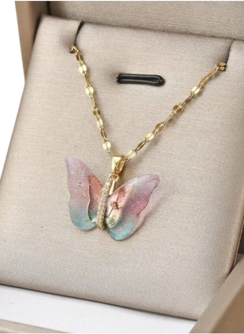 YUCCA One Piece Stainless Steel Butterfly Necklace, Beautiful Gift for Women on Occasions  - Image 2