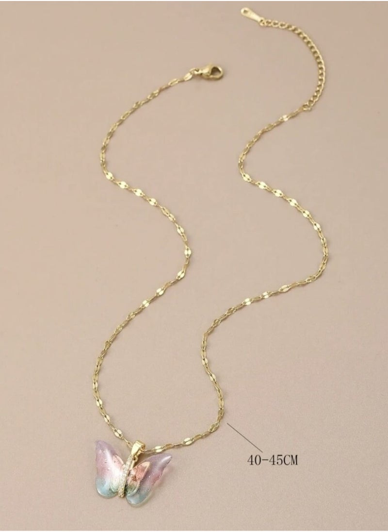 YUCCA One Piece Stainless Steel Butterfly Necklace, Beautiful Gift for Women on Occasions  - Image 3
