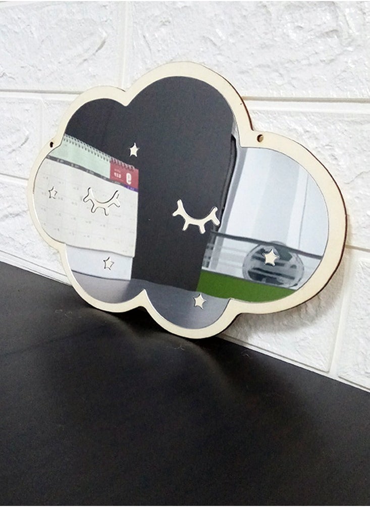 Arabest - White Cloud Shape Mirror, Removable Acrylic Mirror for Kids Room Decoration, Bathroom Hanging Mirror, Wall Decor for Girl's Room - Image 1