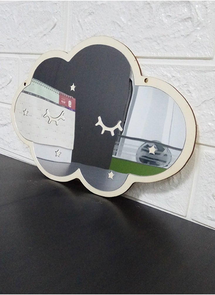 Arabest - White Cloud Shape Mirror, Removable Acrylic Mirror for Kids Room Decoration, Bathroom Hanging Mirror, Wall Decor for Girl's Room - Image 1