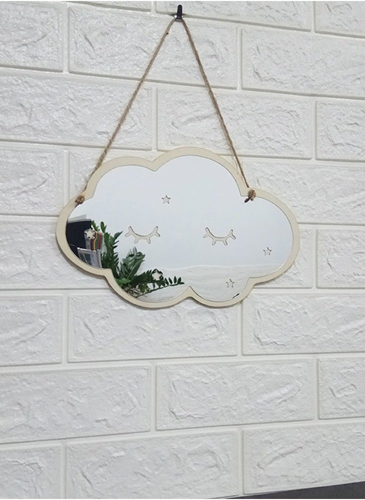Arabest - White Cloud Shape Mirror, Removable Acrylic Mirror for Kids Room Decoration, Bathroom Hanging Mirror, Wall Decor for Girl's Room - Image 1