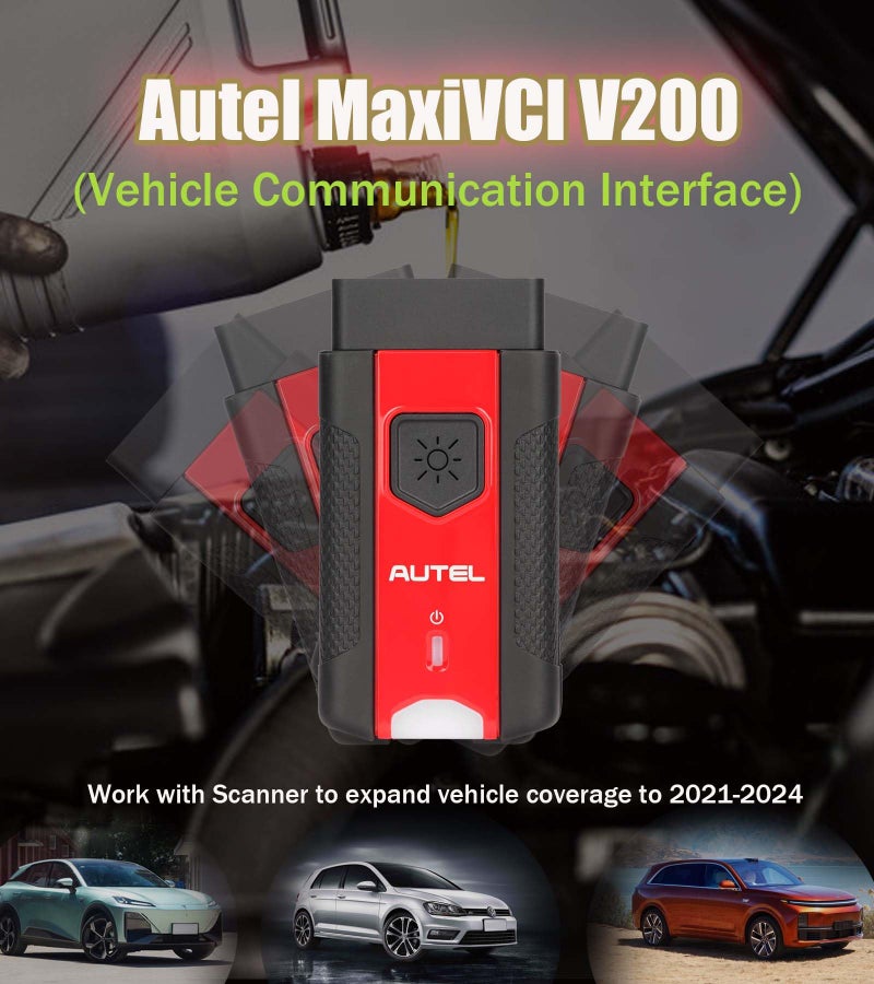 Autel MaxiVCI V200 Vehicle Communication Interface OBD2 Connector Bluetooth Adapter Work with MS906PRO MK906PRO TS ITS600 KM100 BT608 BT609 Wireless VCI200 Diagnostic DoIP CAN FD - Image 2