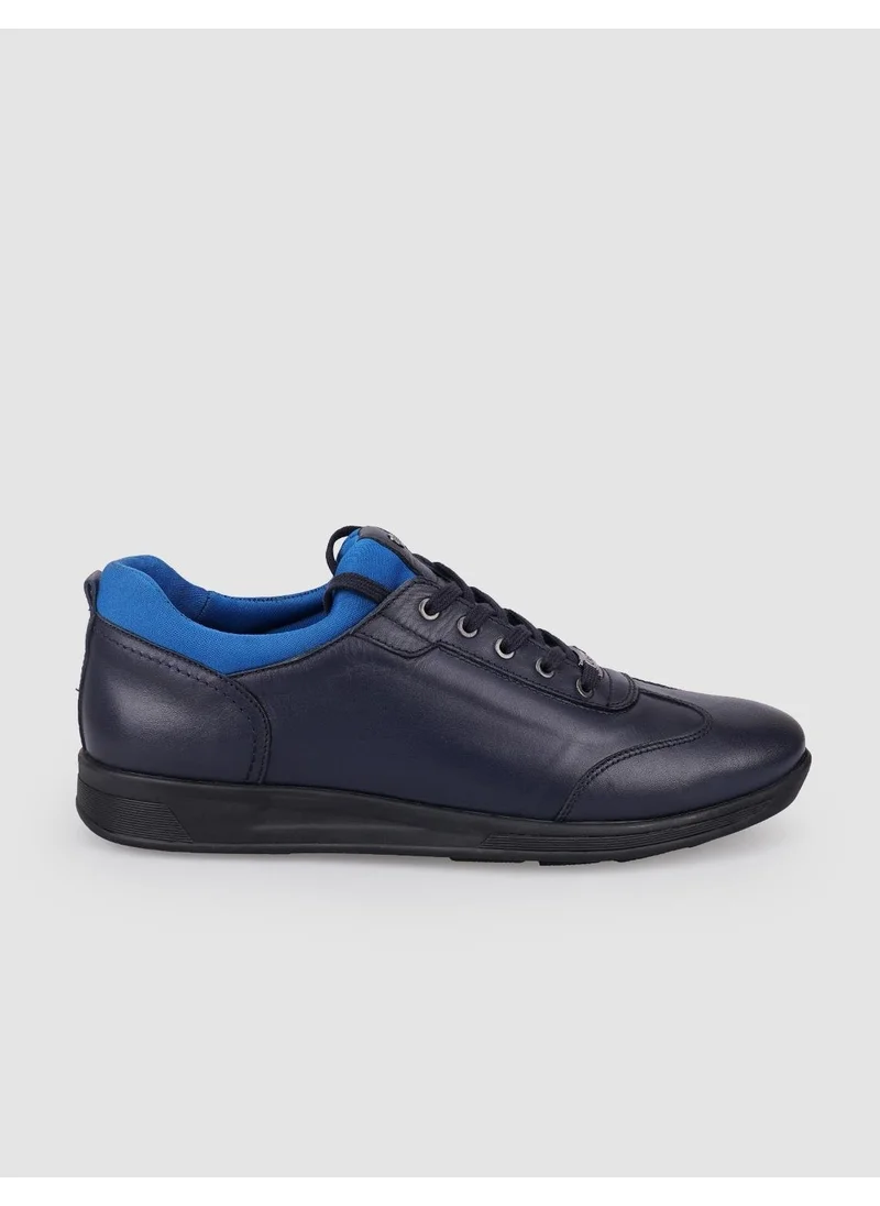 Cabani Leather Navy Blue Lace-Up Men's Casual Shoes