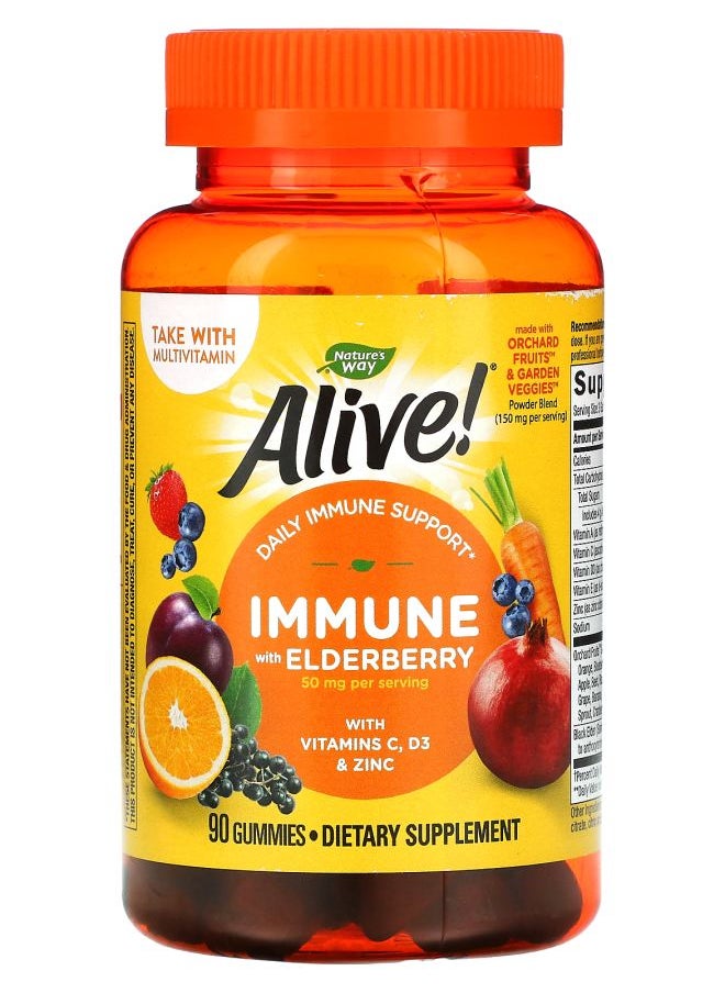 Nature's Alive! Immune with Elderberry Grape & Cherry 90 Gummies 