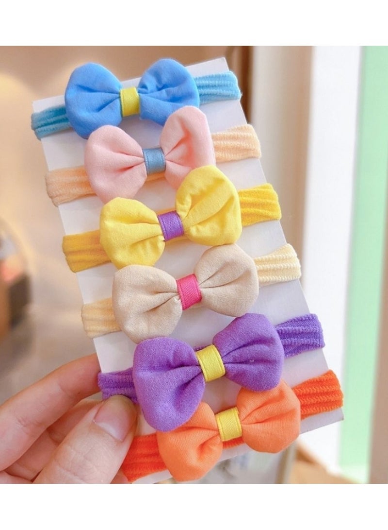 جلوسكي مجموعة من 6 أسلوب عشوائي حلوى جميلة لون ربطات الشعر المرنة, bowknot حلقات الشعر الزخرفية, ملونة ملحقات الشعر للمرأة, - Image 1