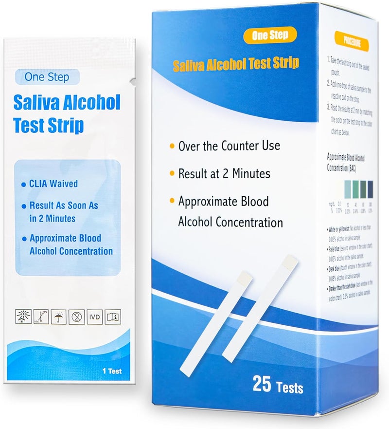 Prime Screen Saliva Alcohol Test Strip, High Accurate Home Test, Result in 2 Minutes - 25 Tests - Image 1