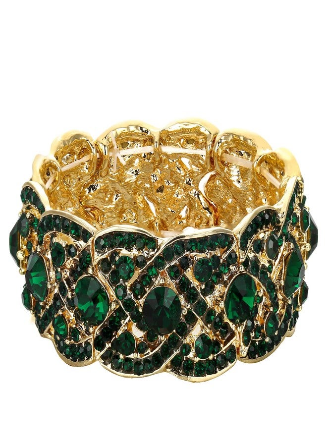 Hapibuy Crystal Elastic Stretch Bracelet Adjustable Wedding Bridal Bangle Tennis Bracelet for bride bridesmaids (Green) - Image 1